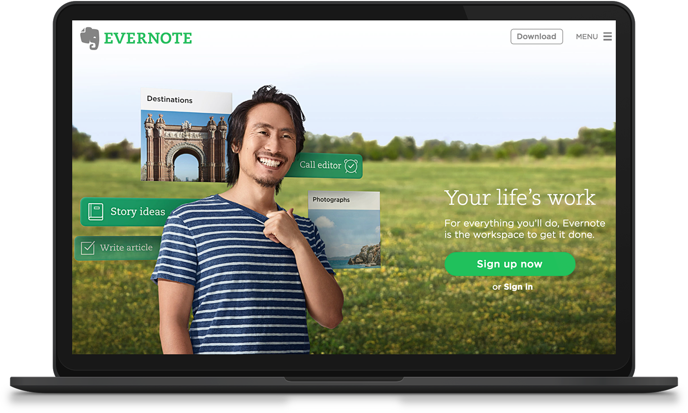 Evernotes webbplats